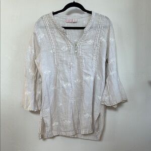 St. Tropez Women's Cream Embroidered Top